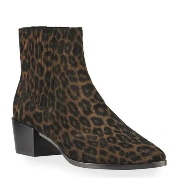 Rag & Bone Rover Leopard Print Leather Chelsea Boots Women's Size 8 Black Brown - Picture 1 of 14